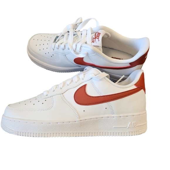 Nike Air Force 1 '07 Sneakers White Rust Orange NEW - Picture 5 of 9